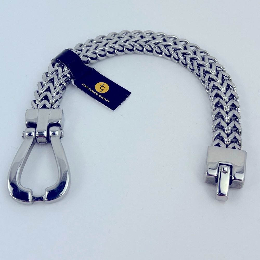 JEAN CLAUDE JEWELRY, DEL ARTE DOUBLE BRACELET, STAINLESS STEEL HORSE SHOE CLASP - Picture 9 of 9